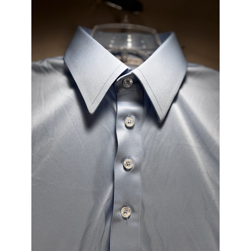 Collars & Co. Men's Polo Performance Fabric Shirt Short Sleeve Sky‎ Blue L Golf